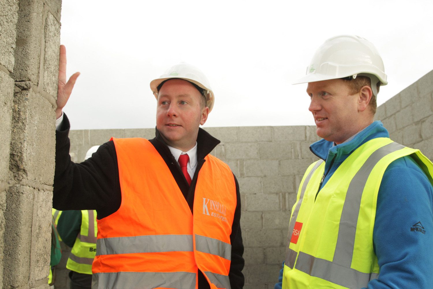 Gorey Community school construction studies students visit, Gleann an Ghirdin; selling agent, Michael Kinsella, Kinsella Estates with class teacher, Pat Hegarty.